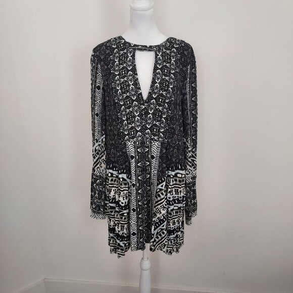 Free People Tegan Border Printed Mini Dress Size 12 - Picture 9 of 16